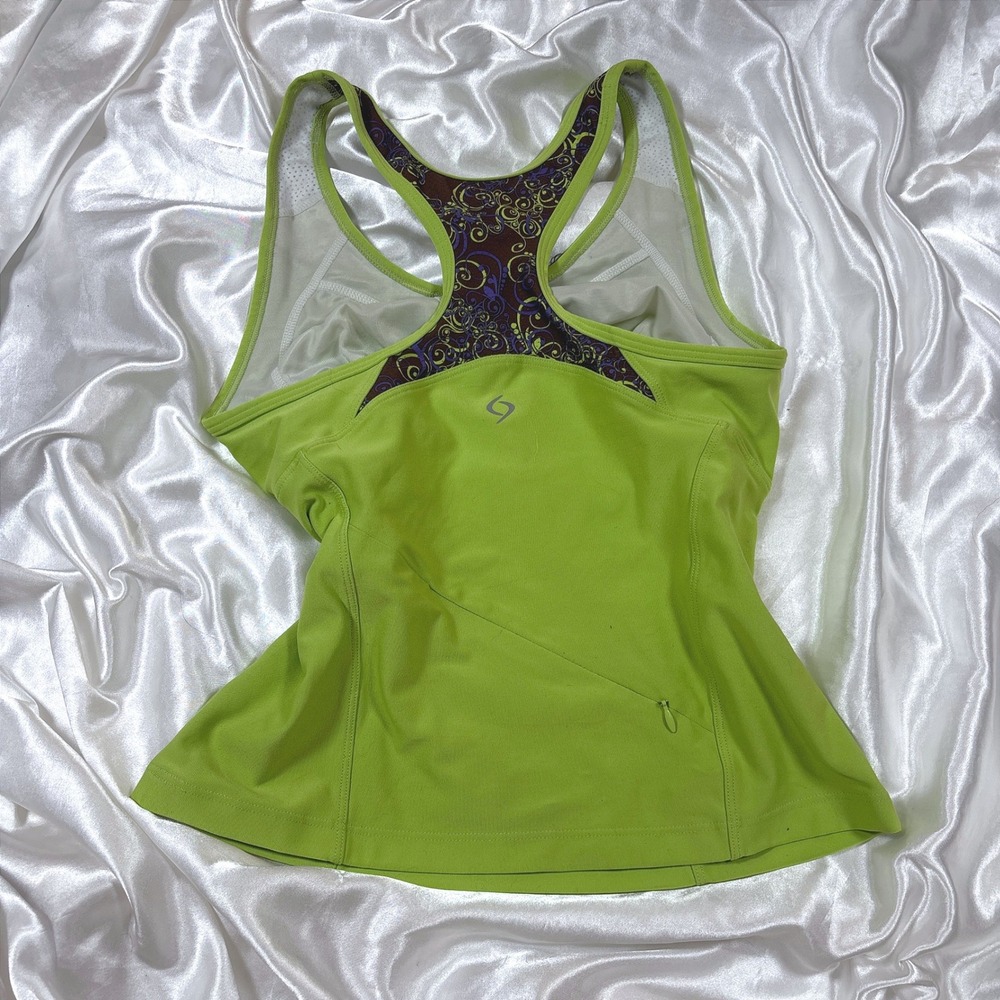 y2k Moving Comfort Tank Top Lime Green Excellent Racerback Built-in Bra Med
